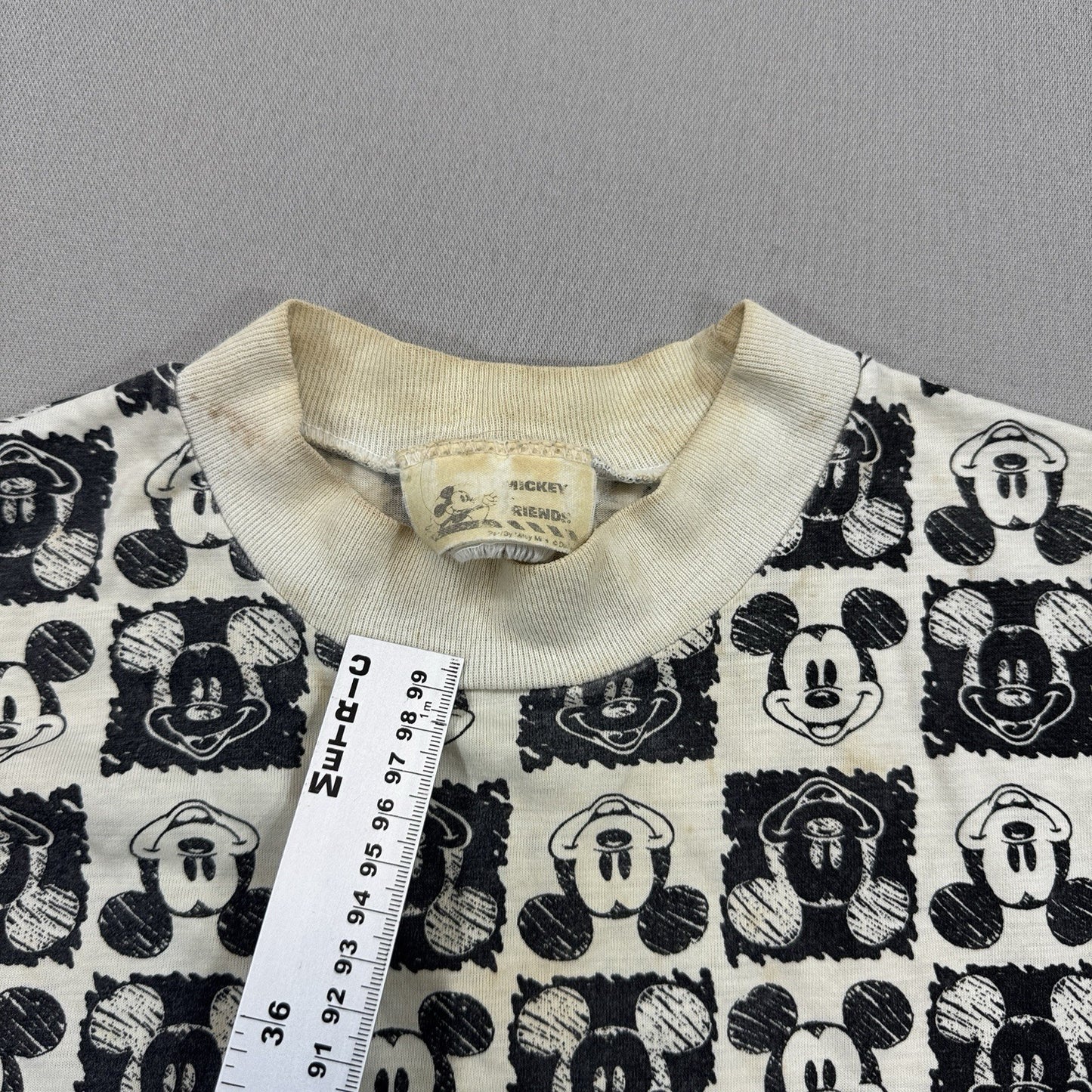 Vintage 90's Mickey Mouse Shirt Womens Small Black White Graphic Checkered
