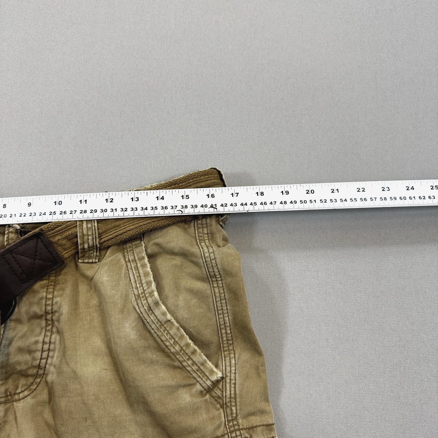 Abercrombie & Fitch Distressed Brown Cargo Shorts mens 28 W w/Belt Rare