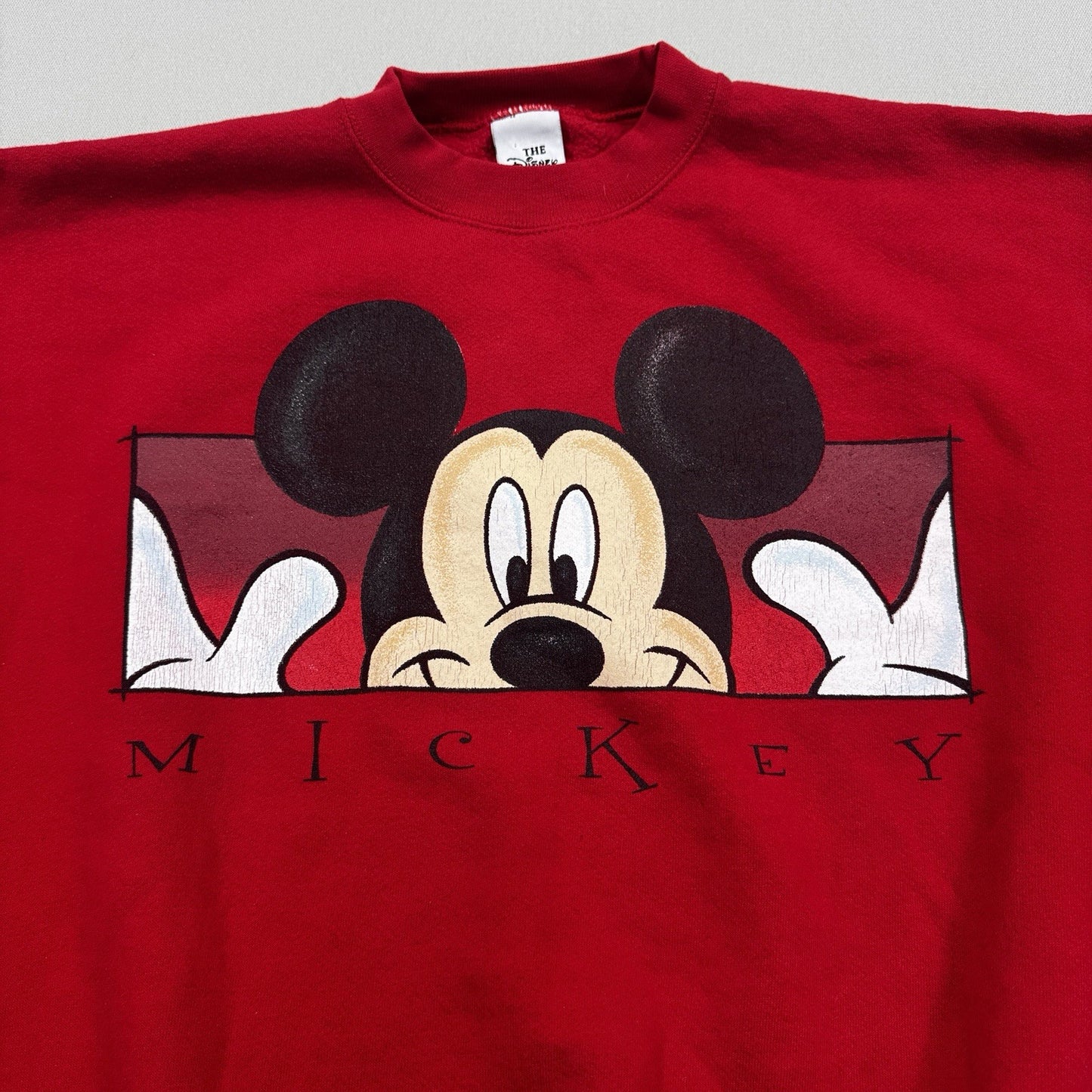 Disney Store Mickey Mouse Sweatshirt mens XL Red Pullover Crew Neck Made In USA