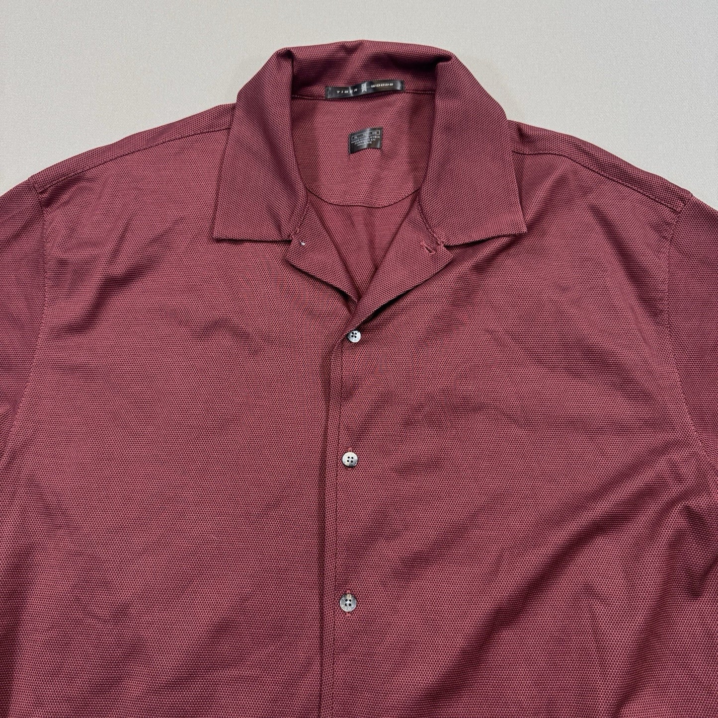 VTG Nike Tiger Woods Collection Shirt Mens XL Burgundy Button Up Performance Y2K