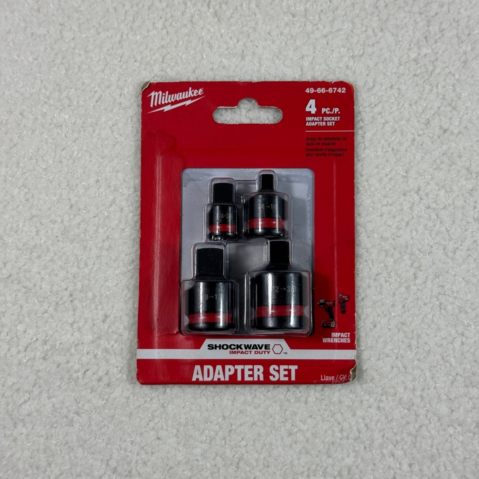 NEW Milwaukee 4 Piece Impact Socket Adaptor Set 49 66 67 42 Shockwave