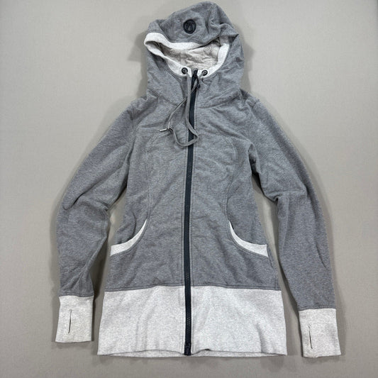 Lululemon Athletica Hoodie Full Zip Jacket Womens Sz 10 Gray Thumbholes Pockets