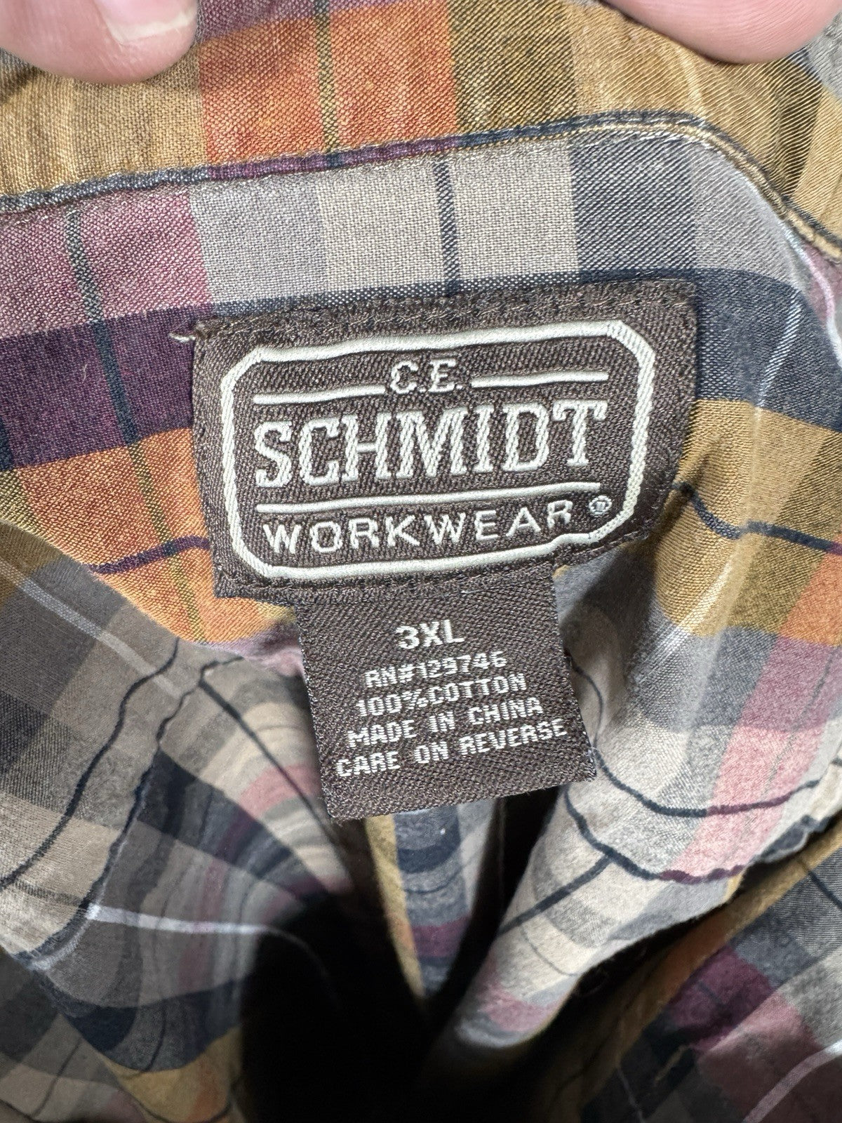 CE Schmidt Workwear Button Down Flannel Plaid Shirt Mens Size 3XL