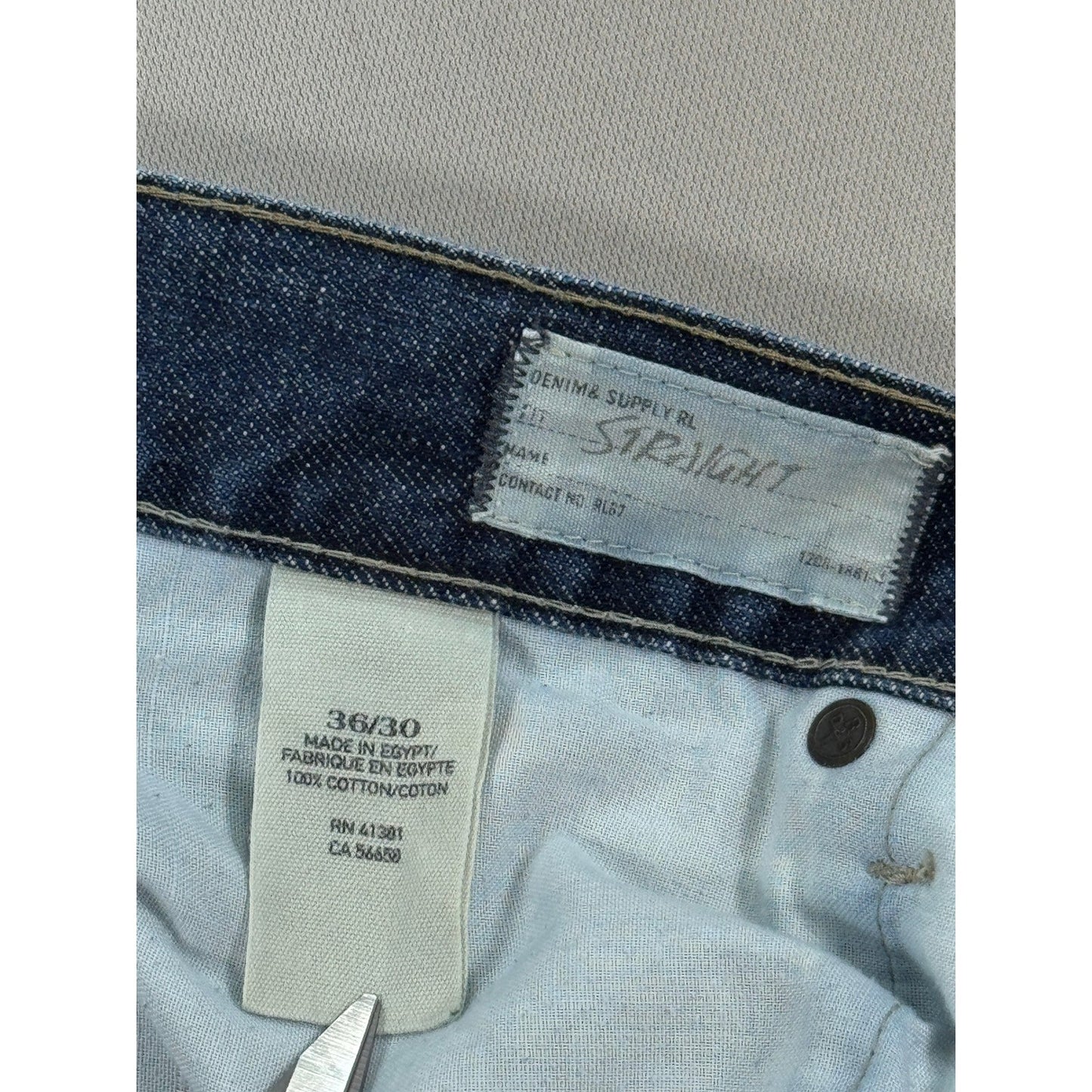 VTG Denim & Supply Ralph Lauren Jeans mens 36x30 Distressed Blue Denim USA Flag