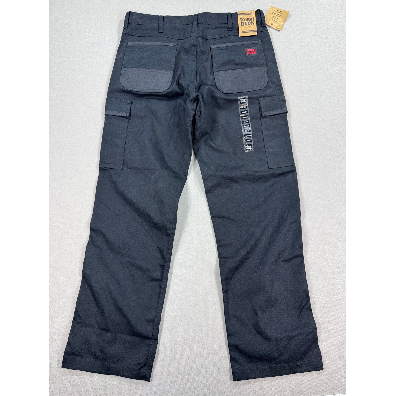 NWT Tough Duck Cargo Pants Relaxed Fit Flex Twill mens 36x32 Black Baggy