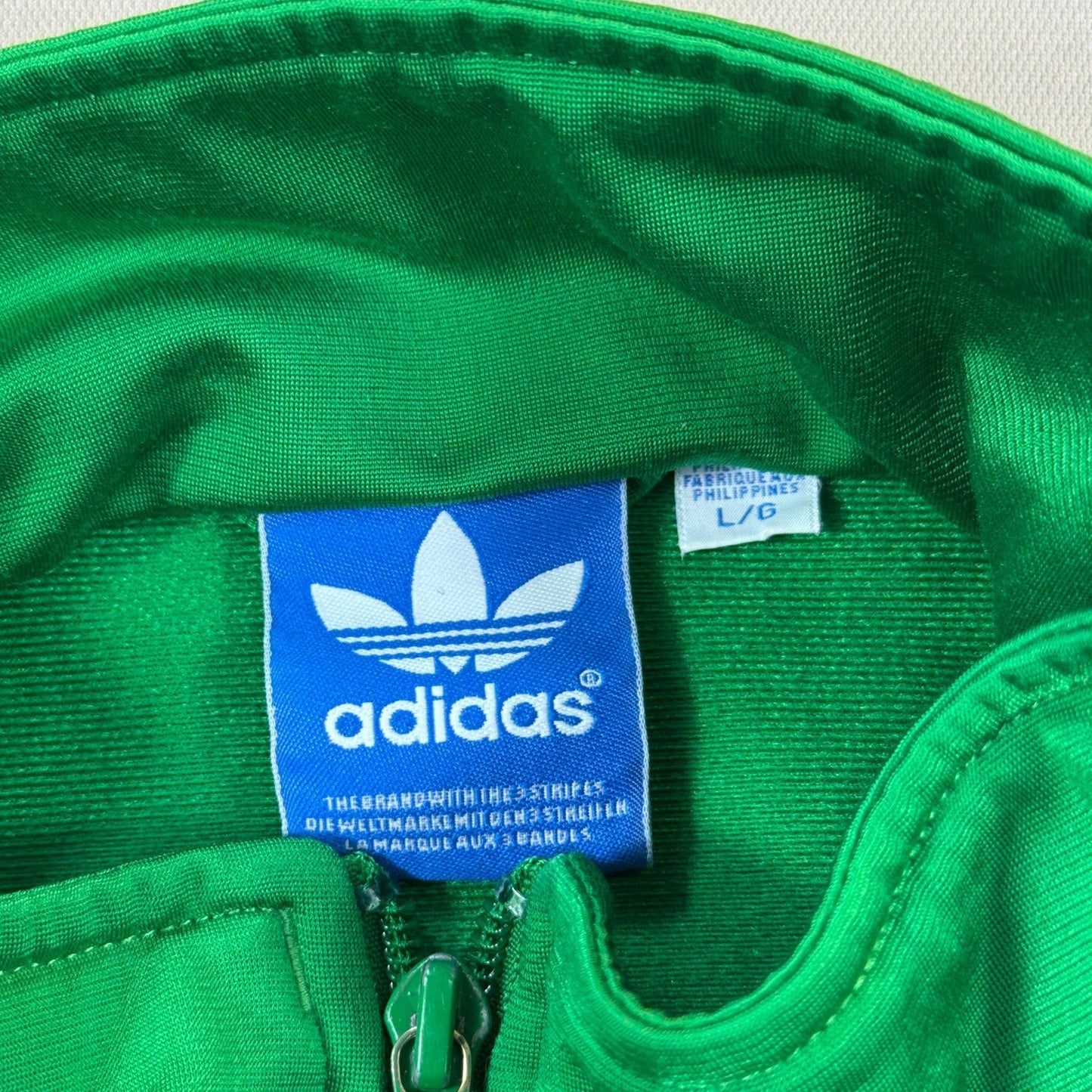 Vintage Adidas Originals Track Jacket mens Large Green White Trefoil Full Zip