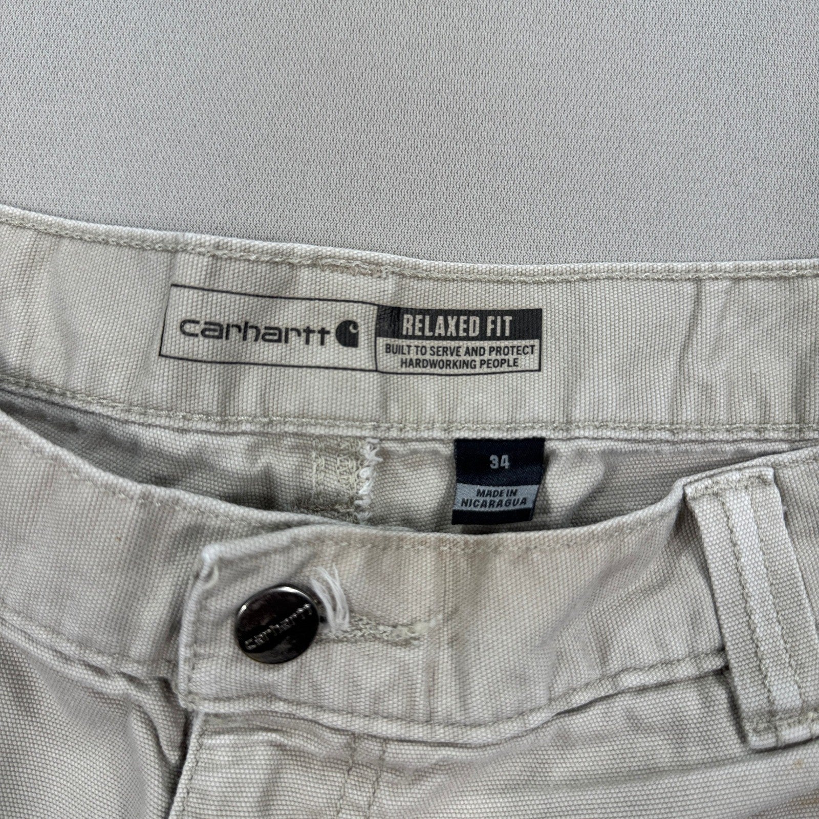 Carhartt Relaxed Fit Tan Canvas Work Shorts mens 34 Rugged Heavy Duty Outdoor