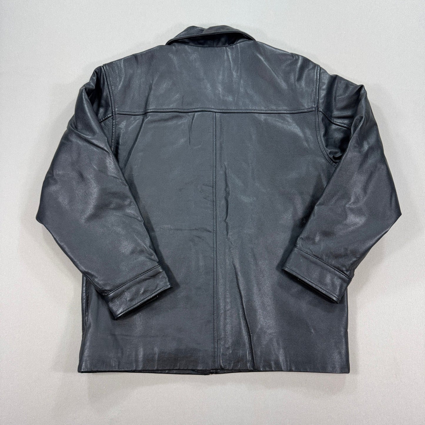 Vintage Gap Genuine Leather Jacket Mens 2XL Black Full Zip Pockets Y2K