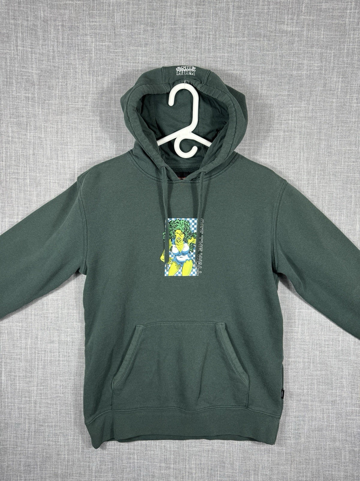 Vans Marvel She-Hulk Print Hoodie Sweatshirt Adult Small Green Off Wall Collab