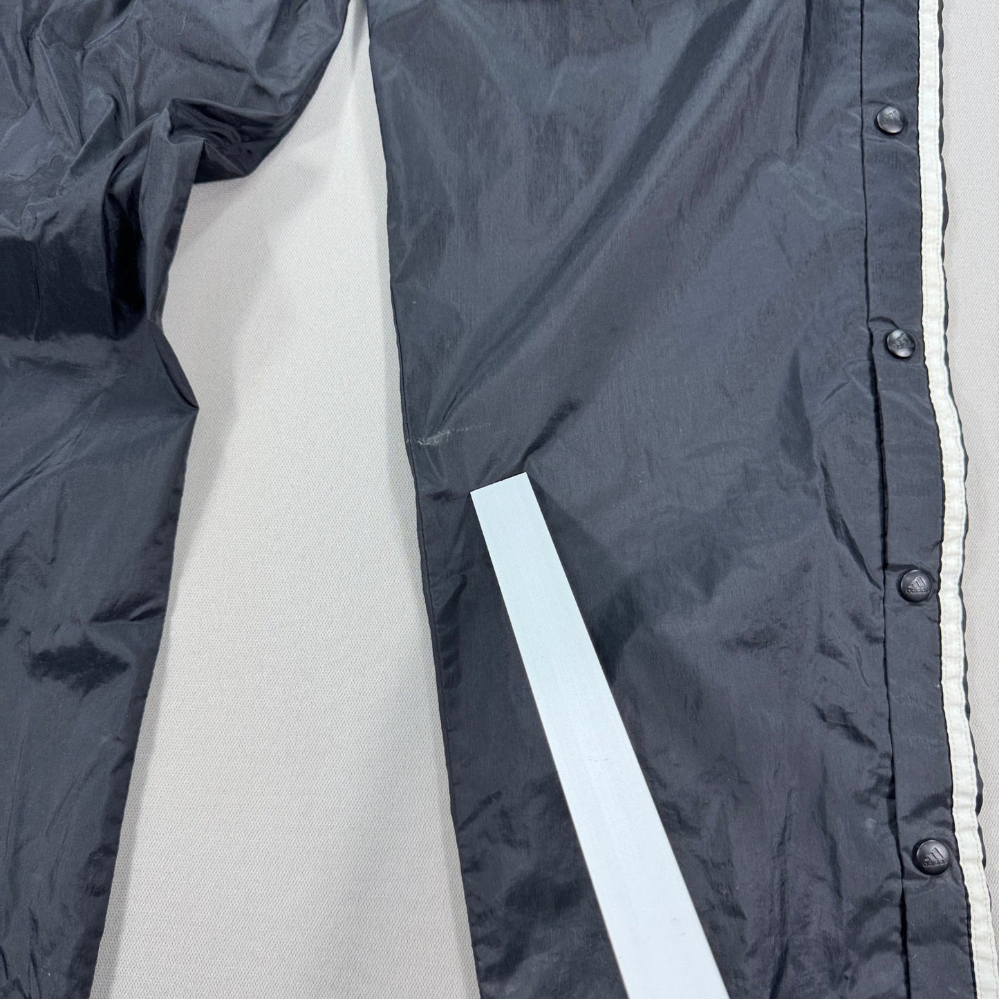 Vintage Adidas Track Pants Tearaway Mens Large Black Snap Up Trefoil Wide Leg