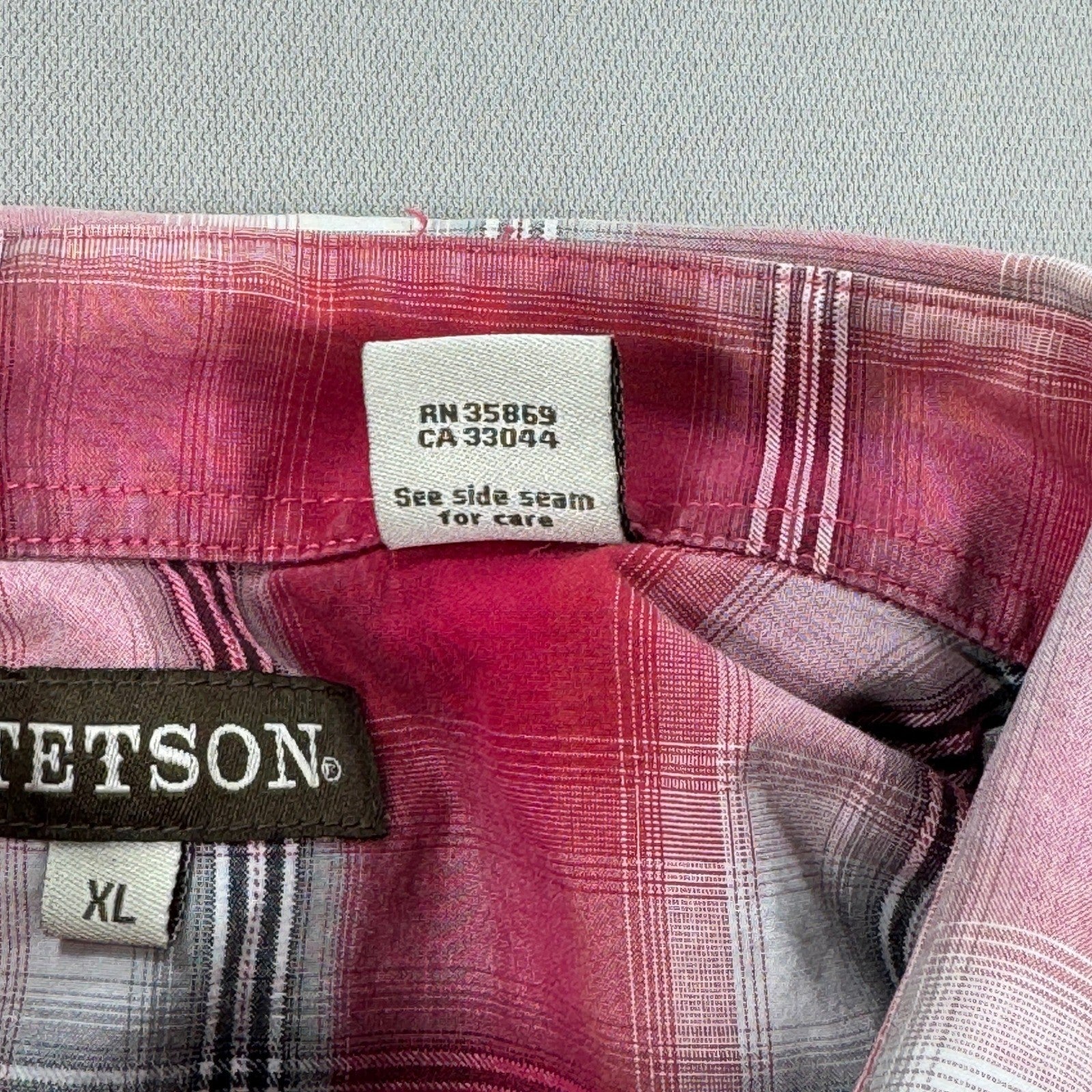 Stetson Shirt Mens XL Red Blue Plaid Western Pearl Snap Cowboy Rodeo Country