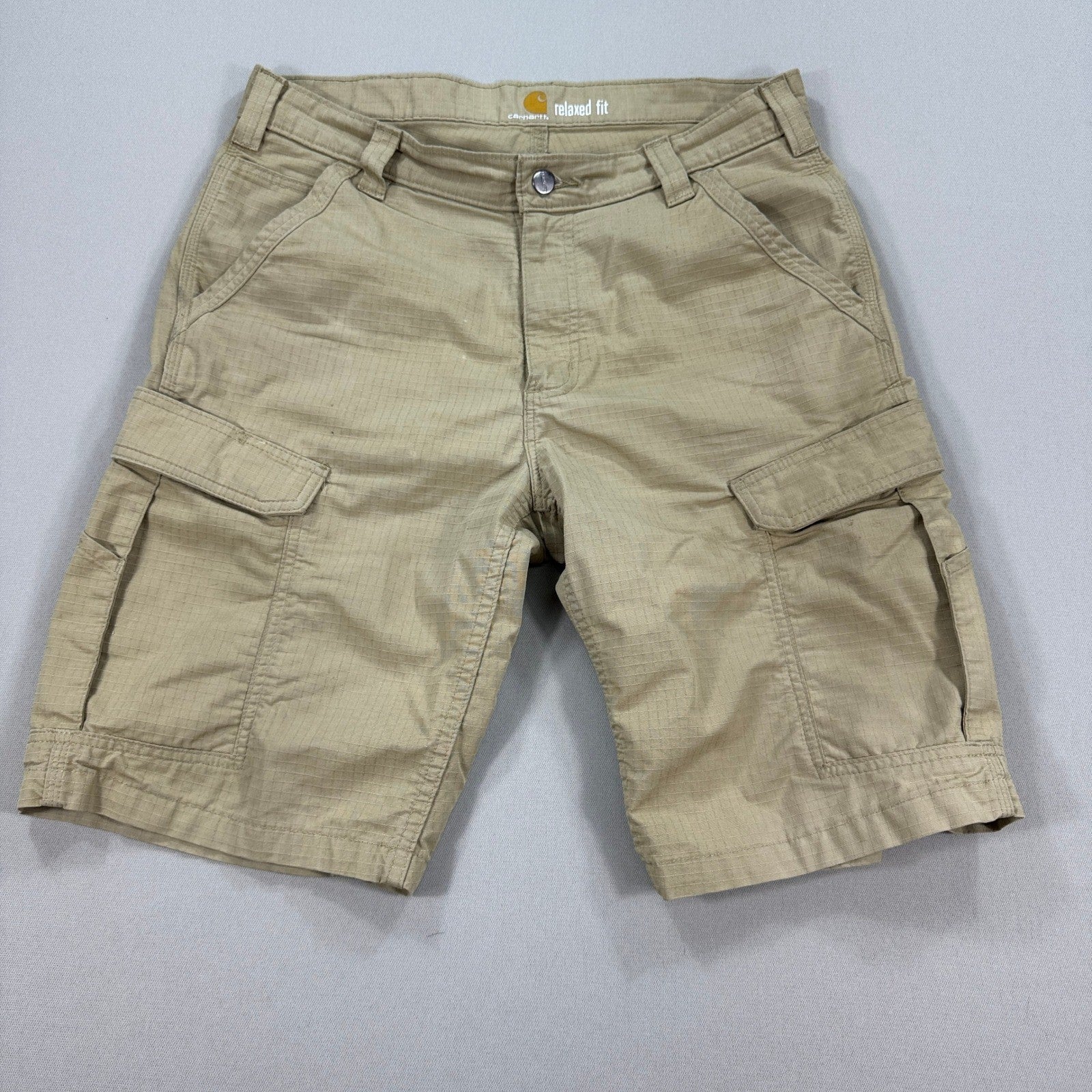 Carhartt Ripstop Cargo Shorts mens Size 33 Beige Relaxed Fit Carpenter