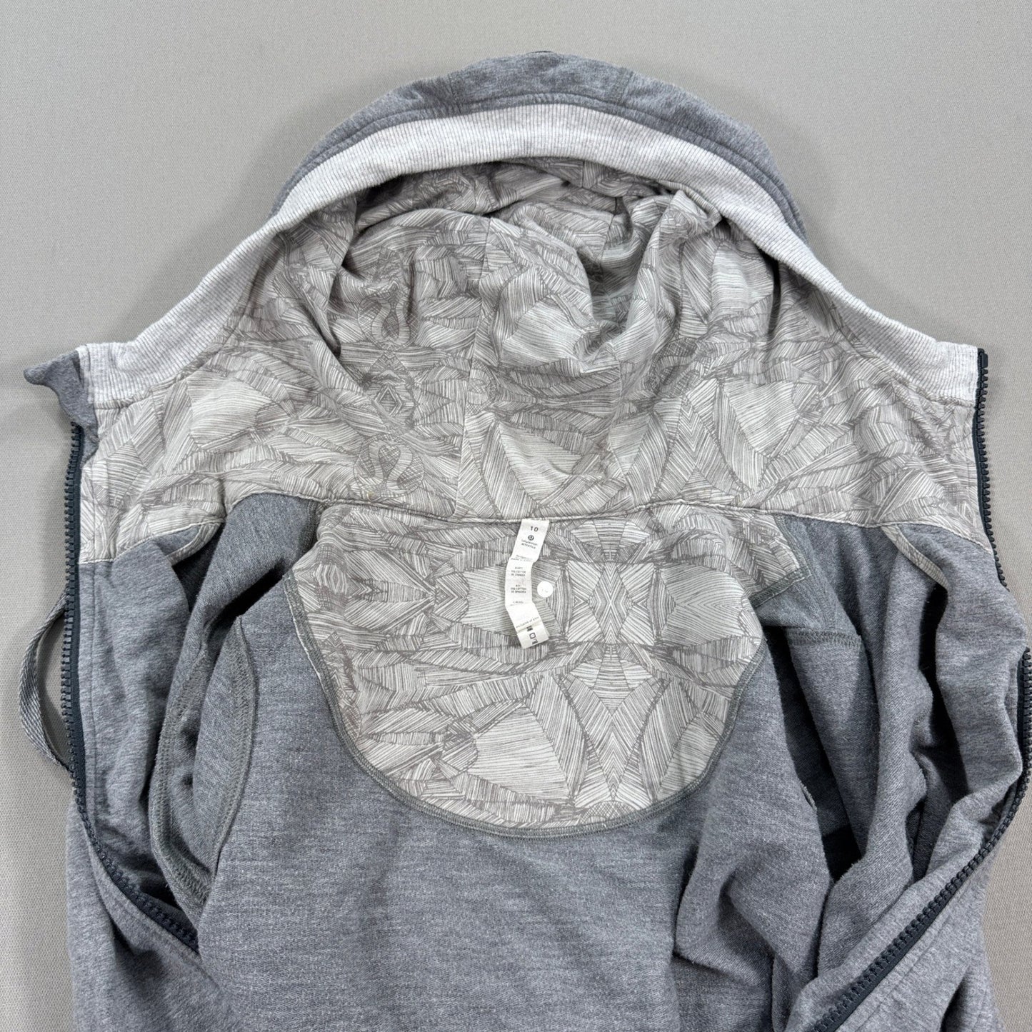Lululemon Athletica Hoodie Full Zip Jacket Womens Sz 10 Gray Thumbholes Pockets