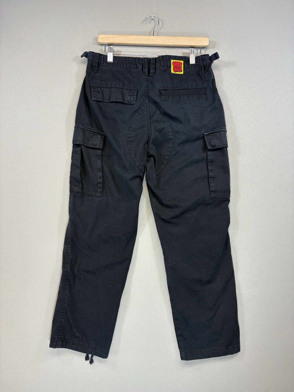 Empyre Pants Cargo mens 28 Relaxed Fit Straight Black Pants Adjustable Waist