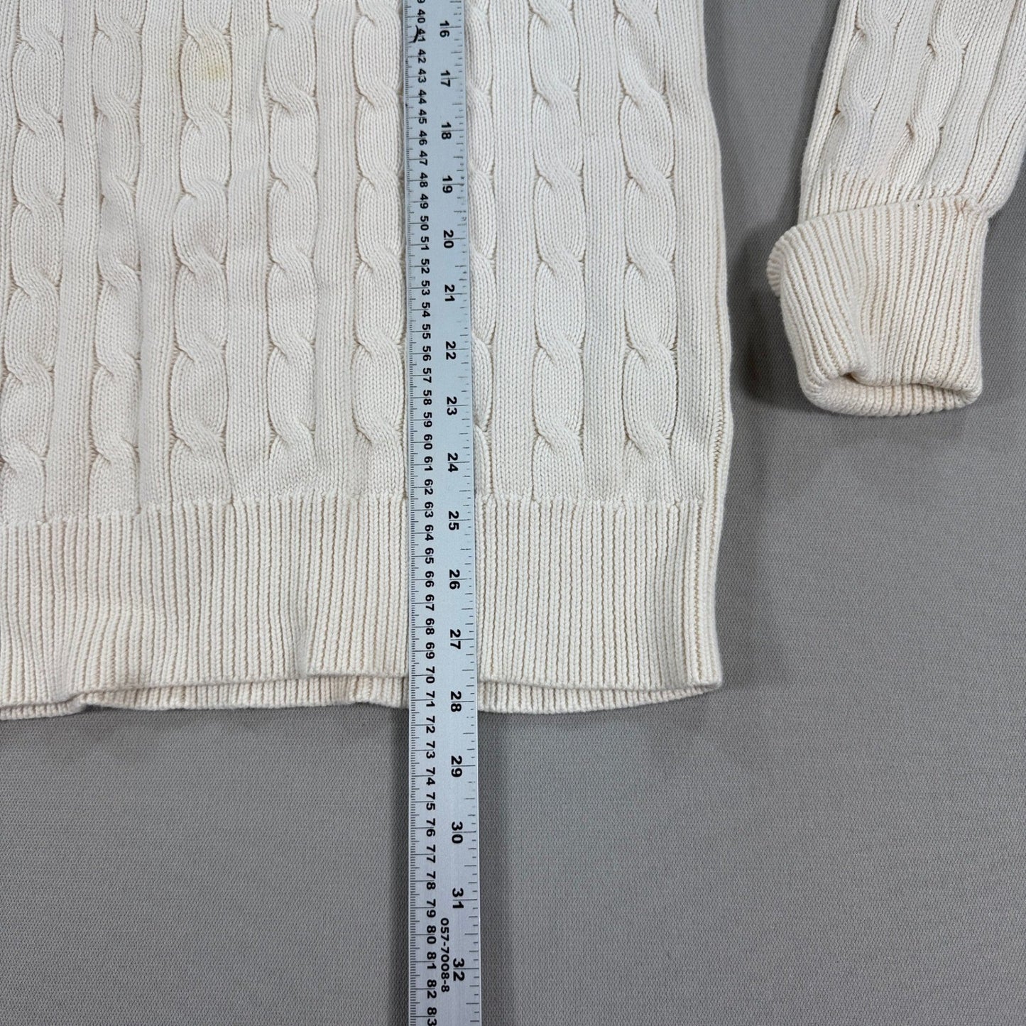 Polo Ralph Lauren Cable Knit Turtleneck Sweater Ivory Classic Womens Medium