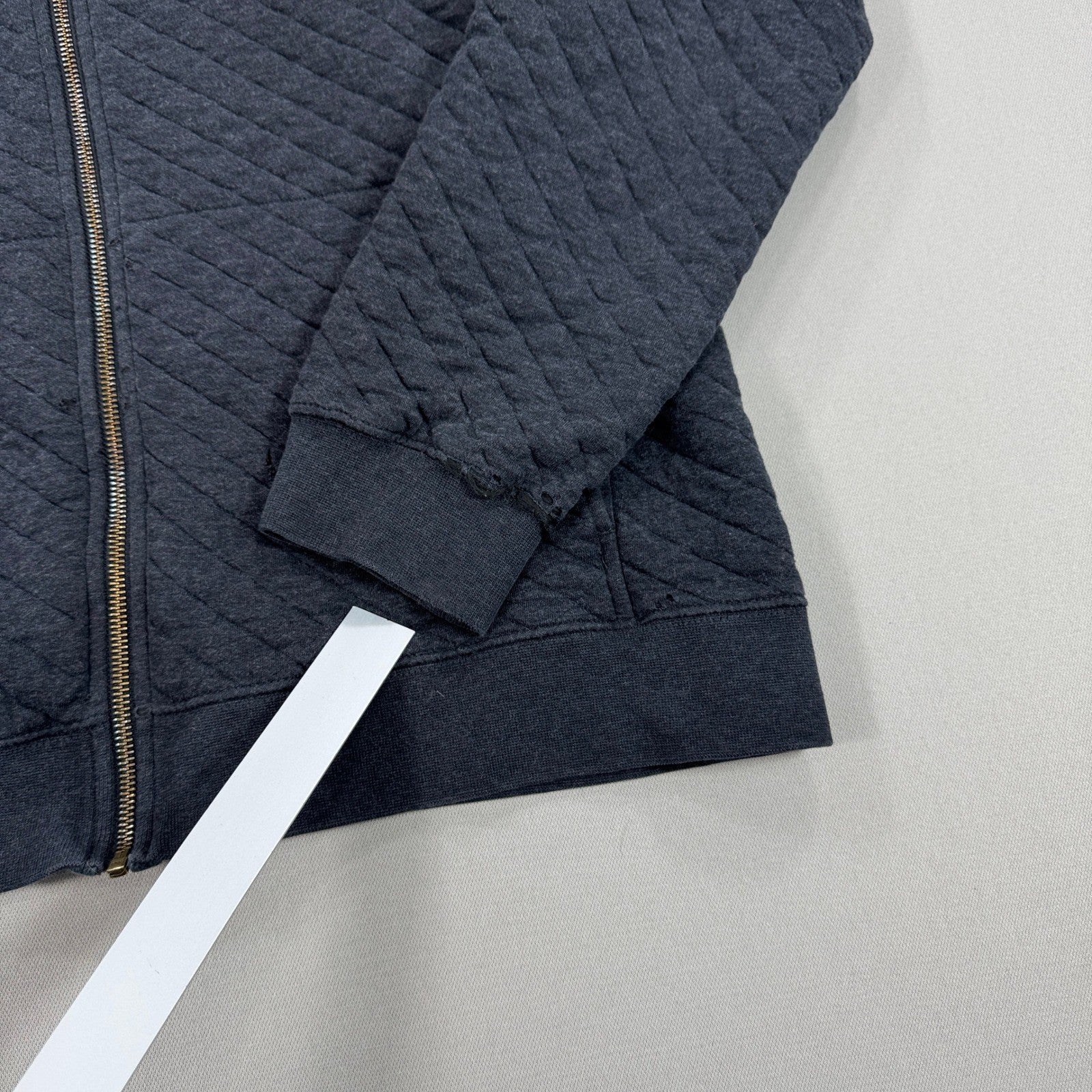 LL Bean Quilted Sweater Men's Large Navy Blue Zip Up Traditional Fit Sweatshirt