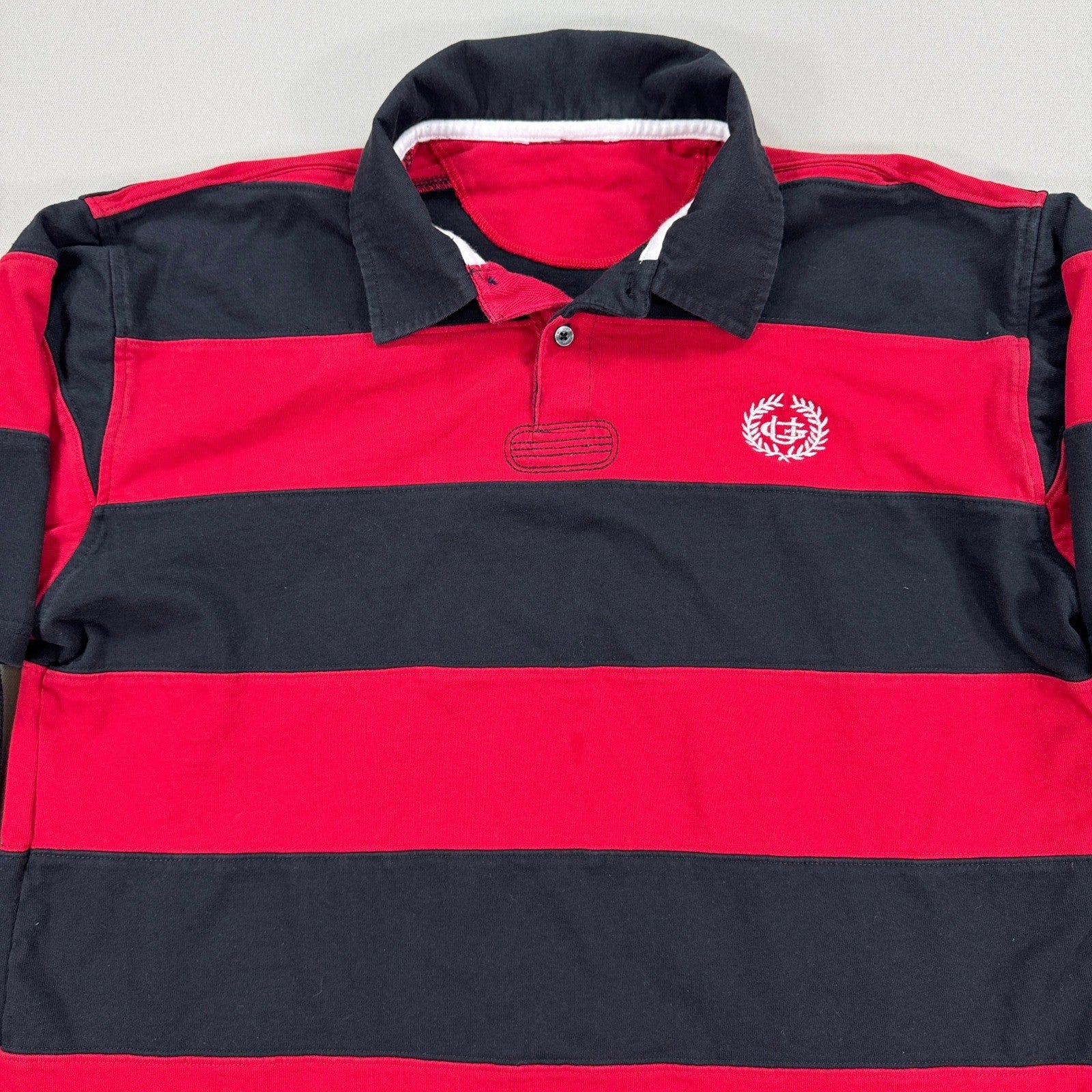 Vintage G Unit Co Rugby Polo Shirt mens XL Striped Mock Layer Long Sleeve Y2K