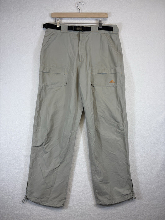 Vintage Adidas Gorpcore Cargo Wide Leg Relaxed Baggy Beige Pants Mens Large