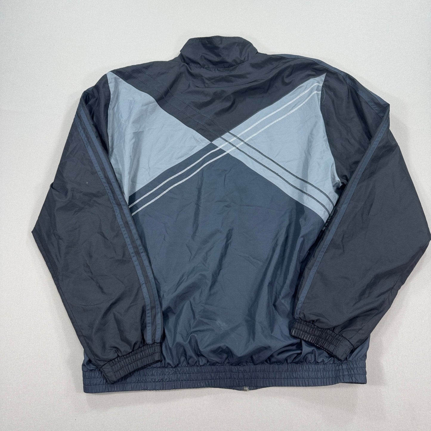 Adidas Track Jacket mens XL Black Gray Full Zip Windbreaker 2010 Lined