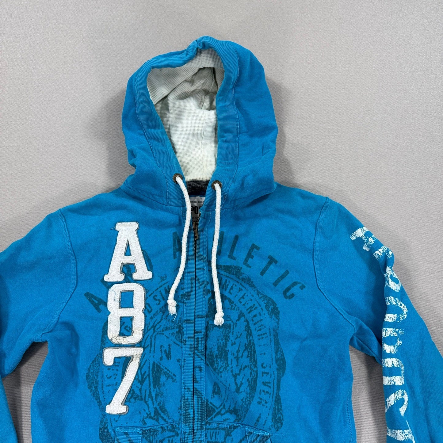 Aeropostale 87 Athletic Full Zip Sweater Womens Medium Blue Sweatshirt Logo