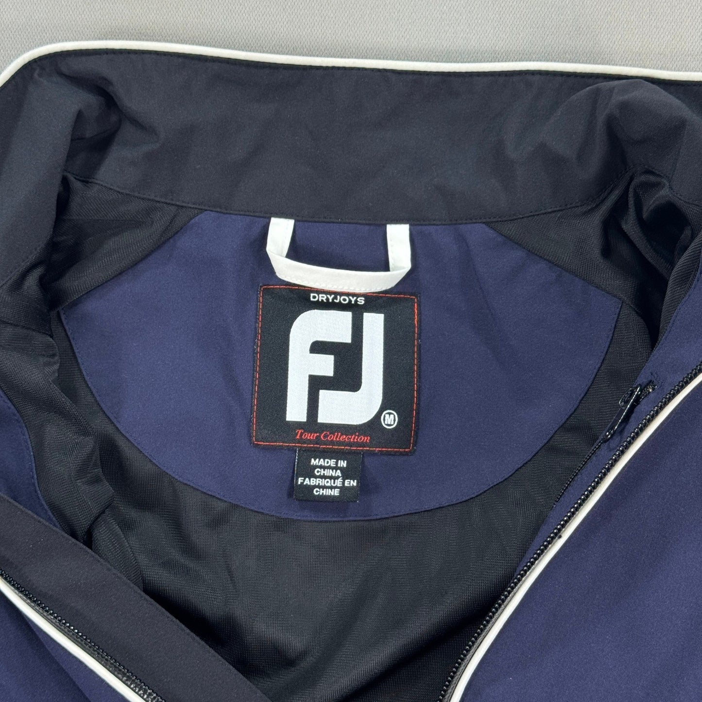 FootJoy DryJoys Tour Collection Short Sleeve Jacket mens M Blue 1/2 Zip