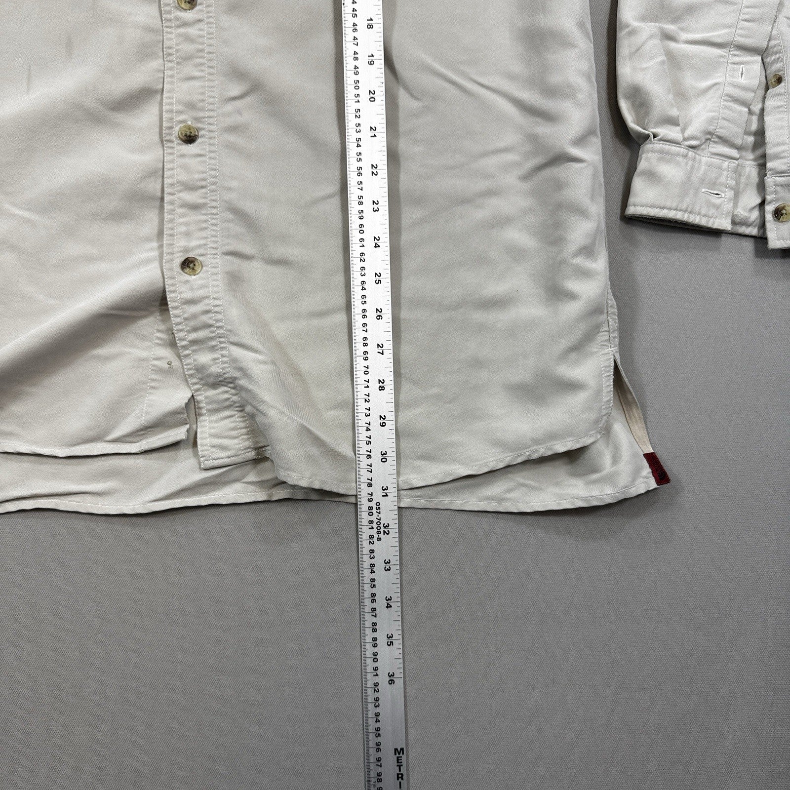 The North Face Long Sleeve mens Large Beige Button Up Shirt Outdoor Hiking
