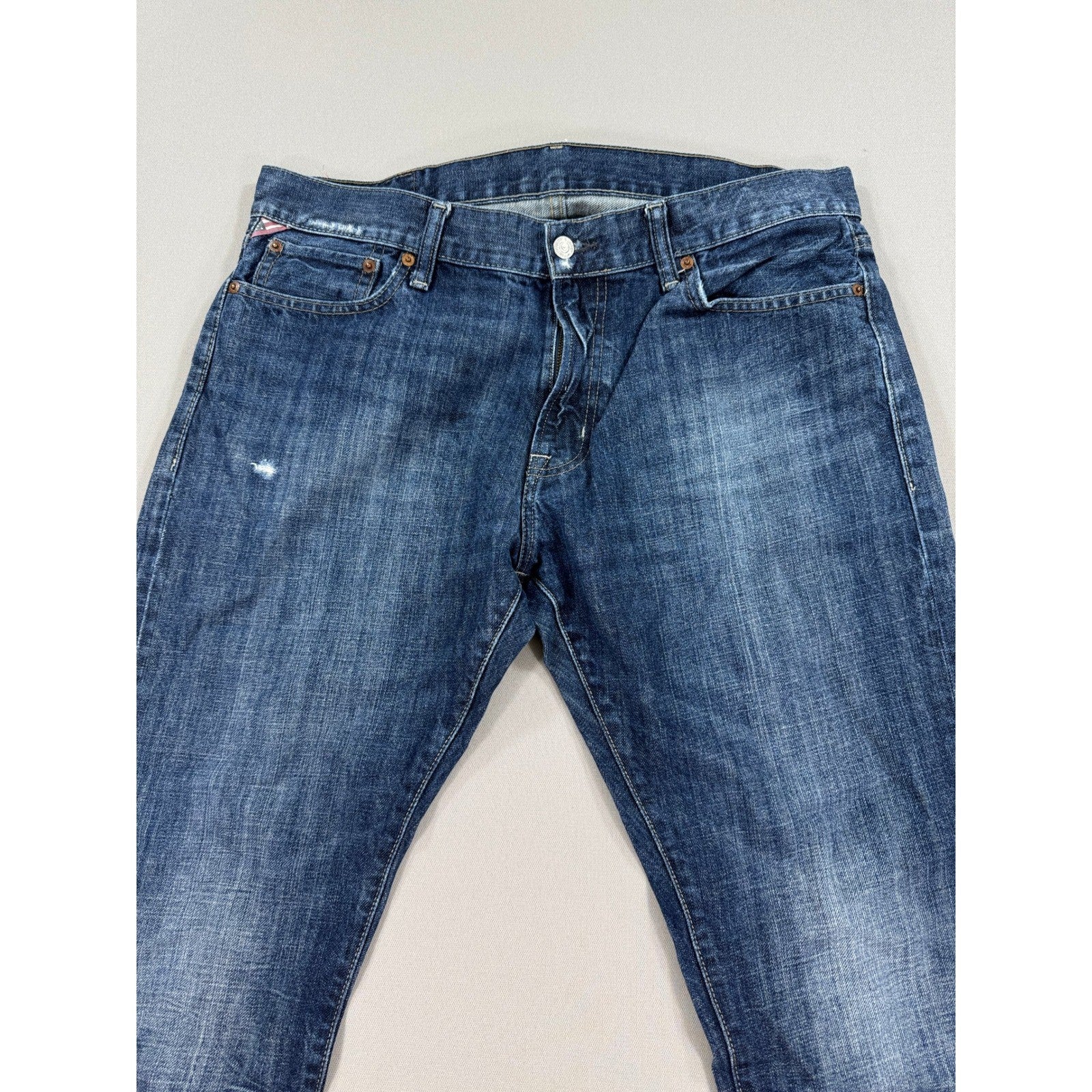 VTG Denim & Supply Ralph Lauren Jeans mens 36x30 Distressed Blue Denim USA Flag