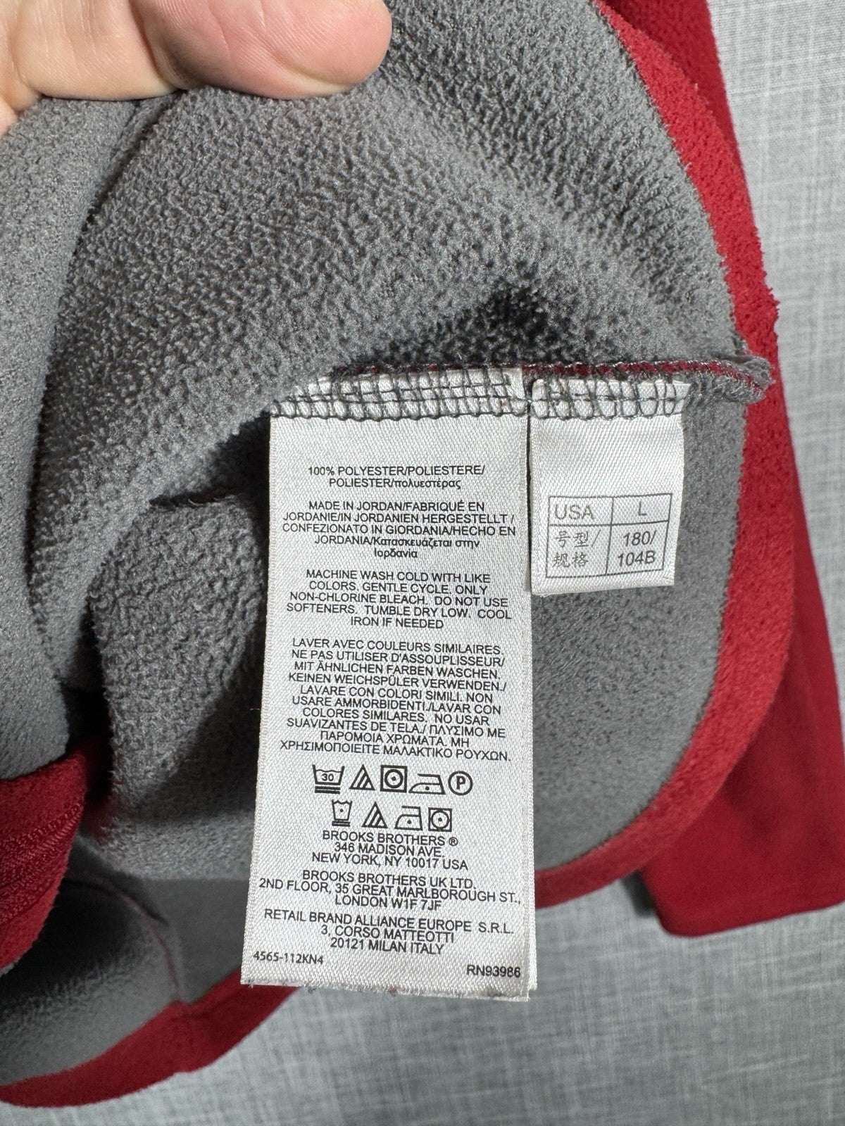 Brooks Brothers Red Two Tone Fleece Men’s Large Long Sleeve Pullover Sweater