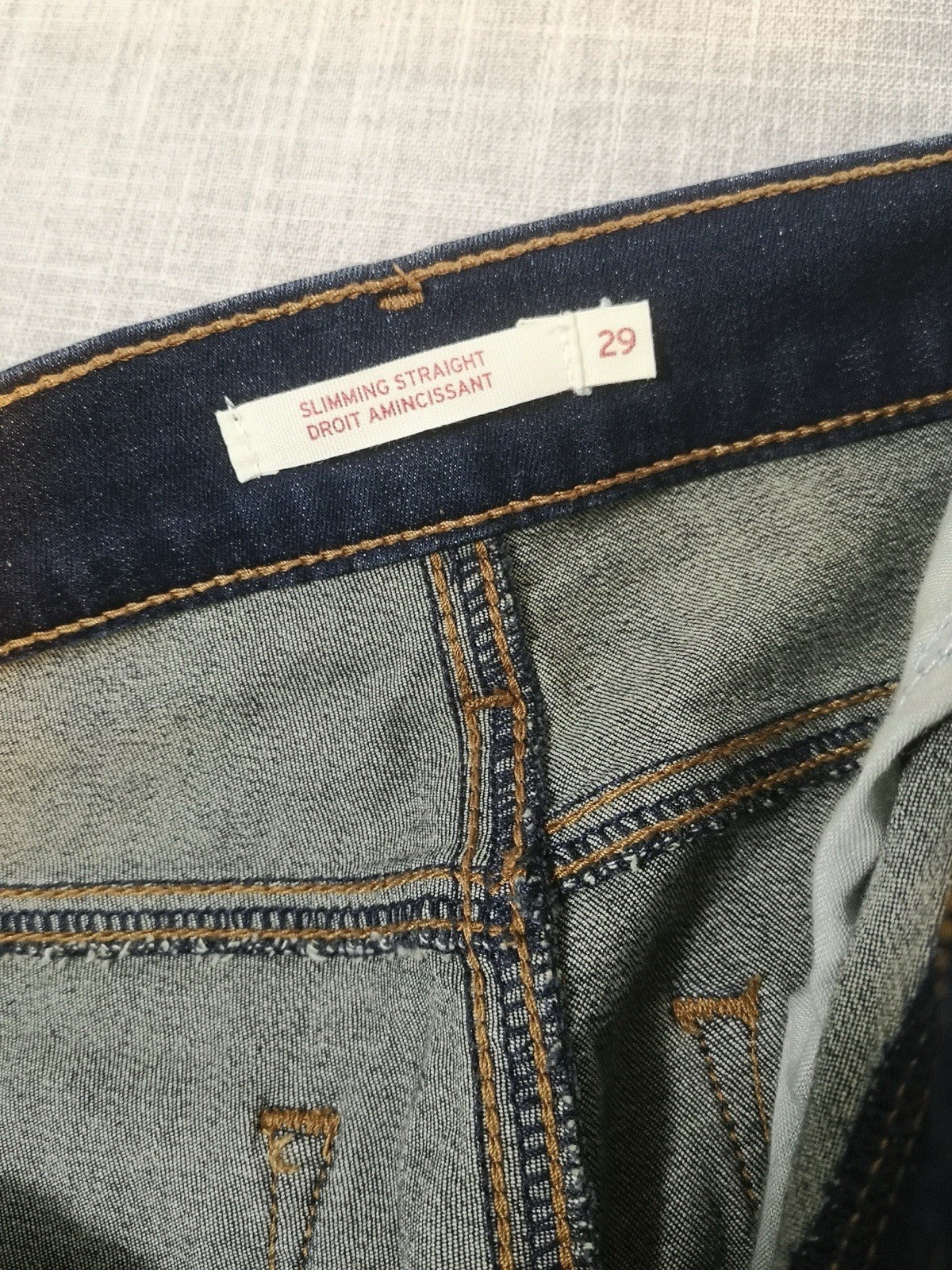 Levi Strauss Slimming Straight Dark Blue Jeans Mens 29x32