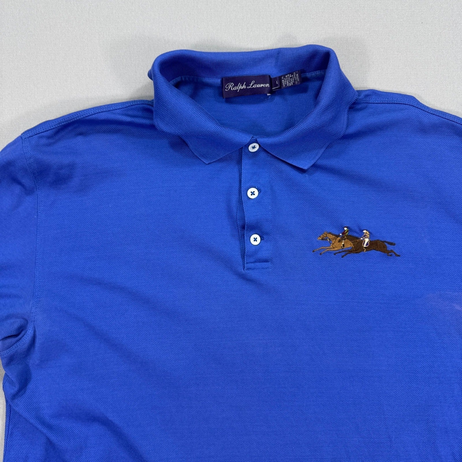 Polo Ralph Lauren Purple Label Polo Shirt Blue mens Large Made In Italy