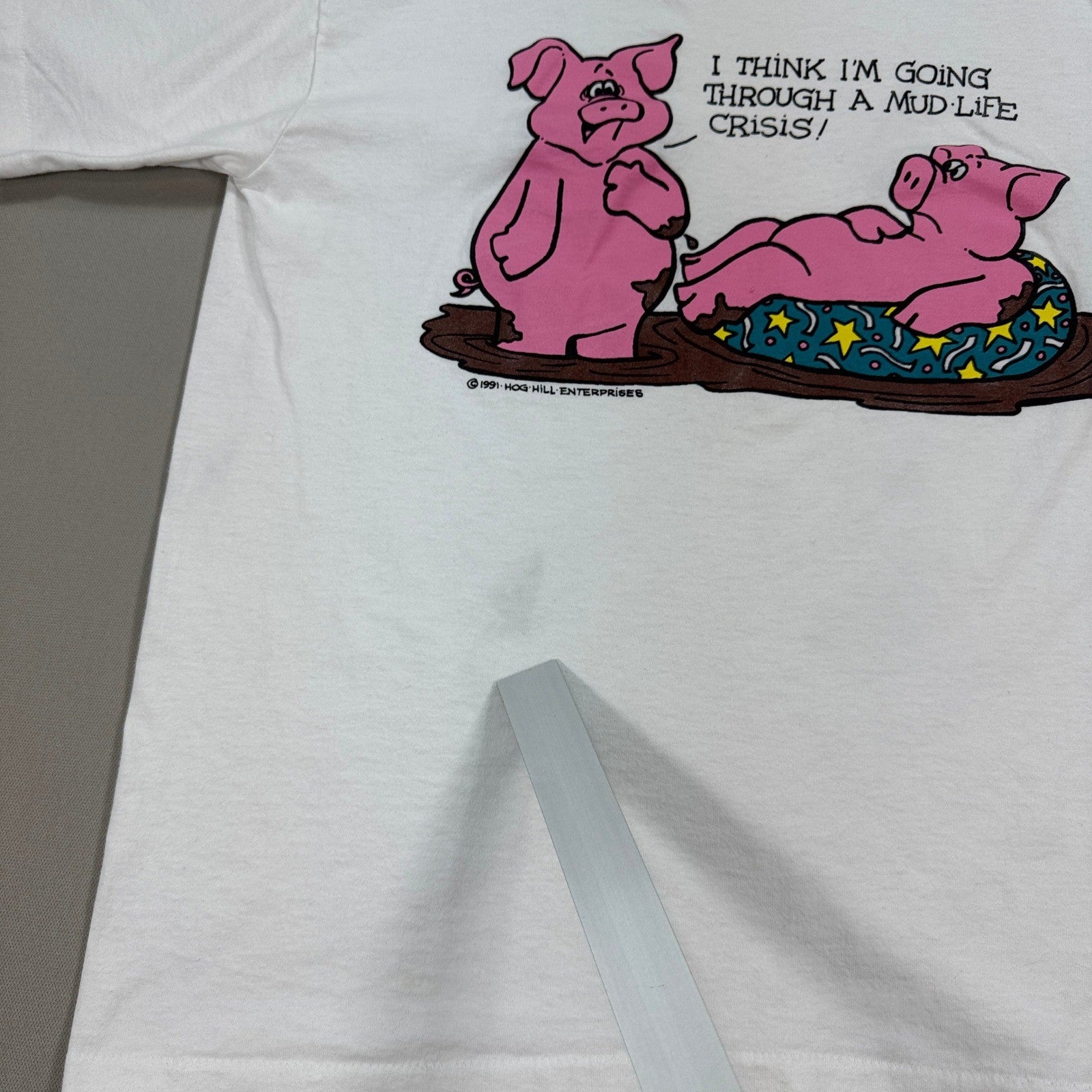 Vintage 1991 Mudlife Crisis Funny Graphic Tee Large Single Stitch Made In USA