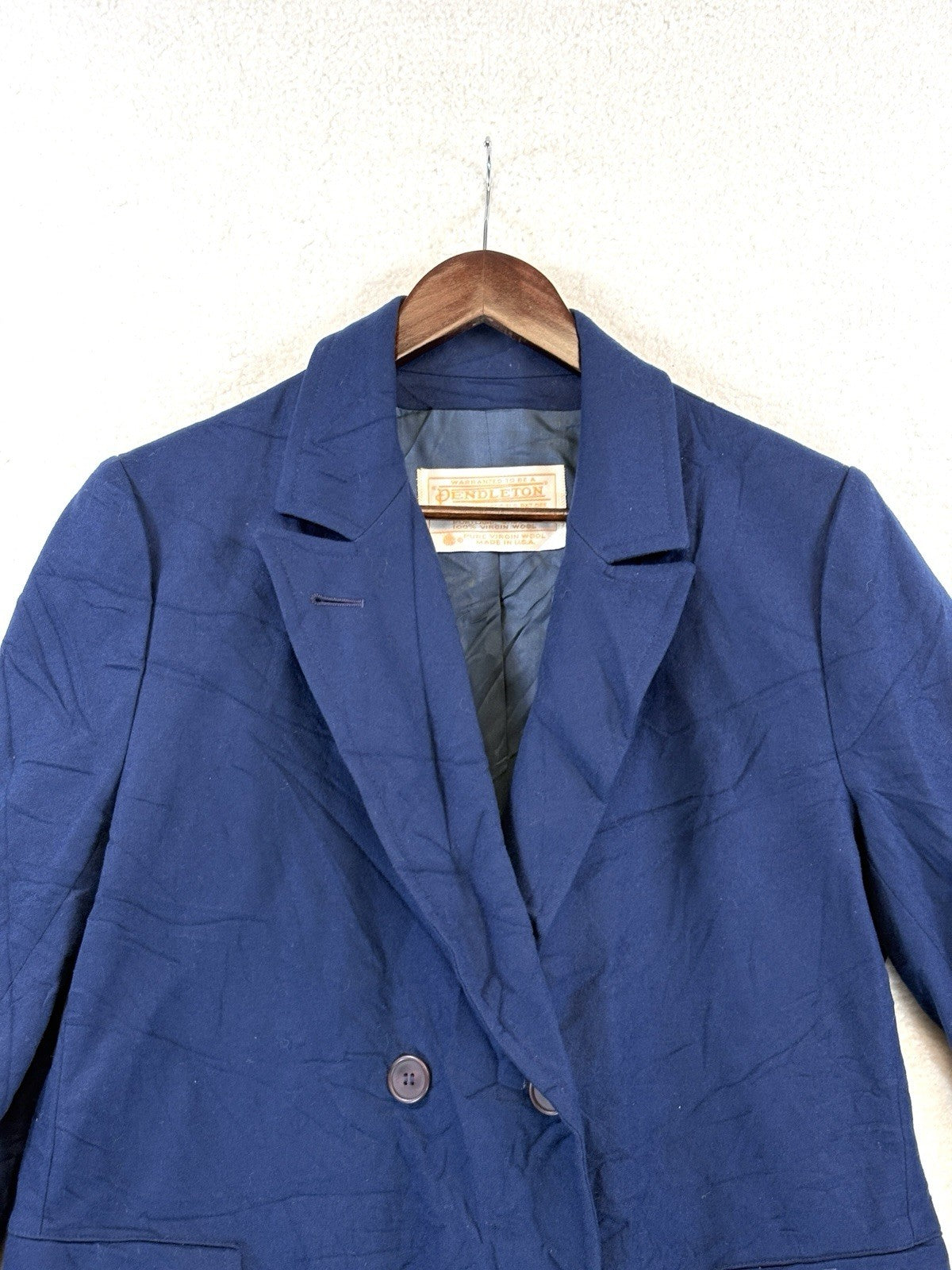 Pendleton 100% Virgin Wool Long Blue Trench Coat Double Breasted Womens Size 12