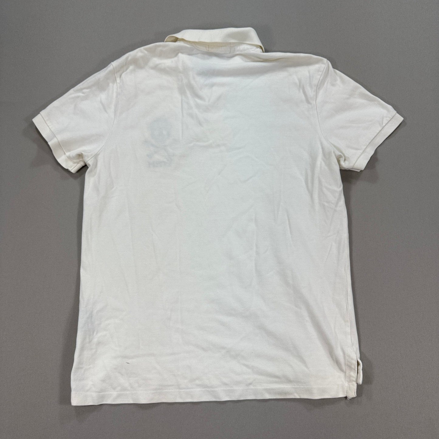 Vintage Ralph Lauren Rugby Skull & Bones Polo Shirt Mens Large White Embroidered