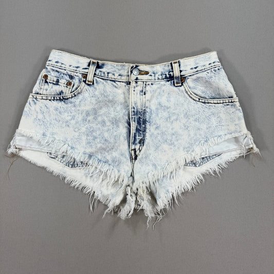 Vintage Levi's 550 Cut off Bleached Shorts Womens Size 12 Distressed Frayed