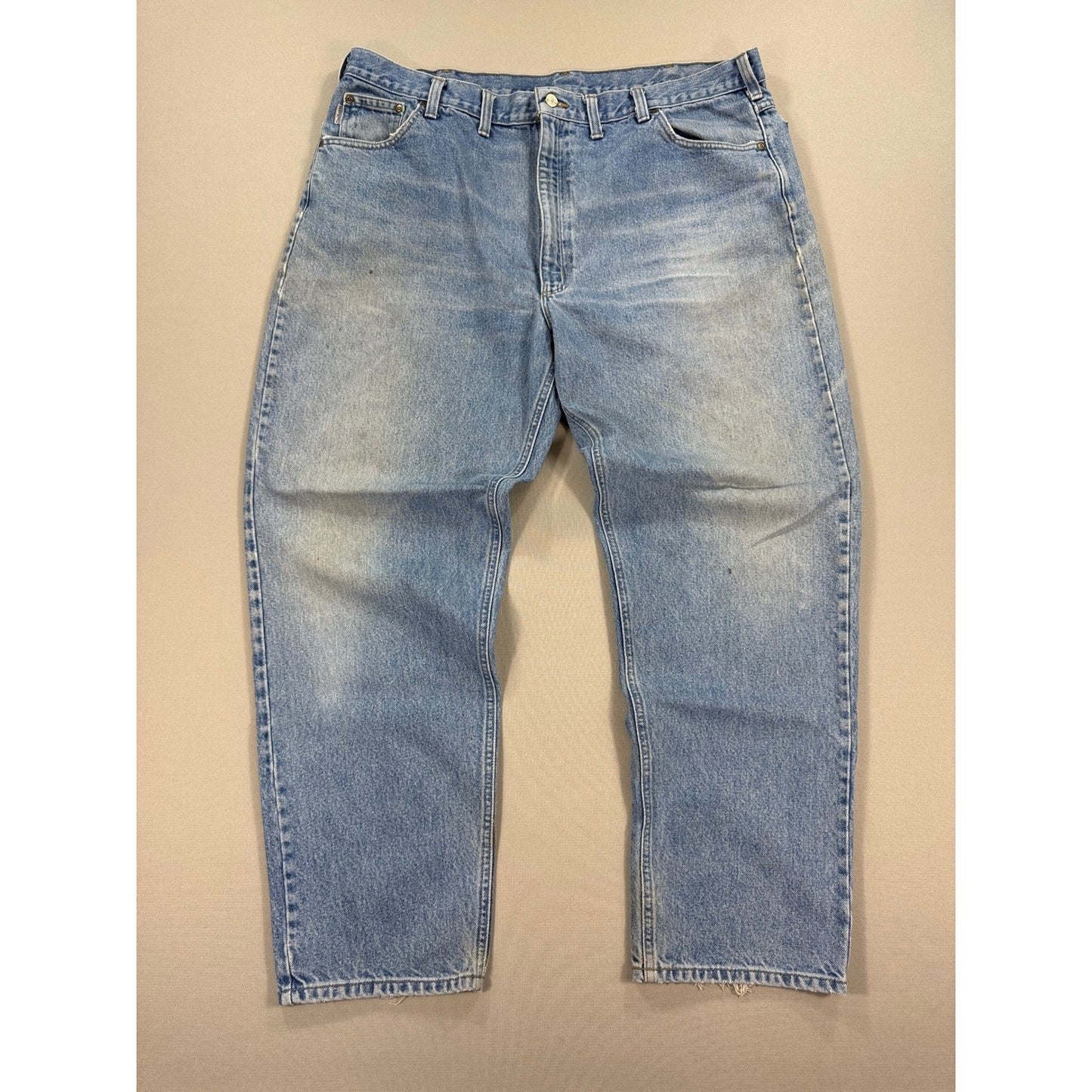 Carhartt Jeans Baggy Fit mens 40x31 Blue Denim Work Pants Grunge Distressed