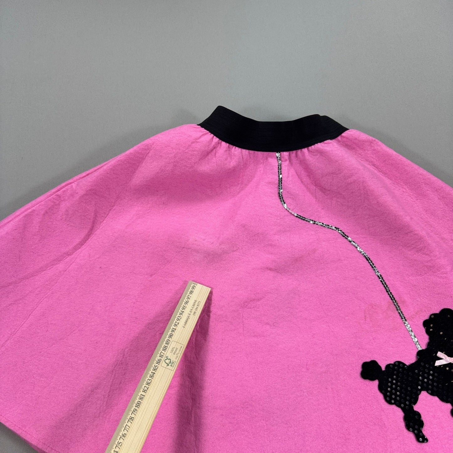 50s Poodle Skirt Girl's Large in Pink with Elastic Waist Made In USA