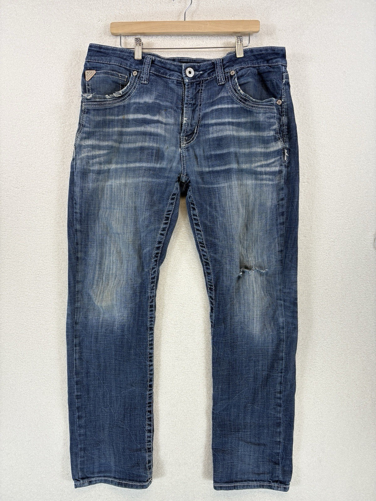 Salvage Supply Co Mayhem Straight Regular Fit Jeans 36x32 Blue Wash SLVG54-46