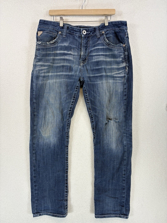 Salvage Supply Co Mayhem Straight Regular Fit Jeans 36x32 Blue Wash SLVG54-46