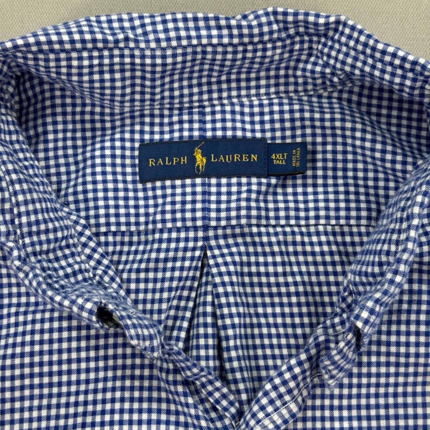 Ralph Lauren Shirt Gingham Button Down Long Sleeve mens 4XLT Blue Classic Fit