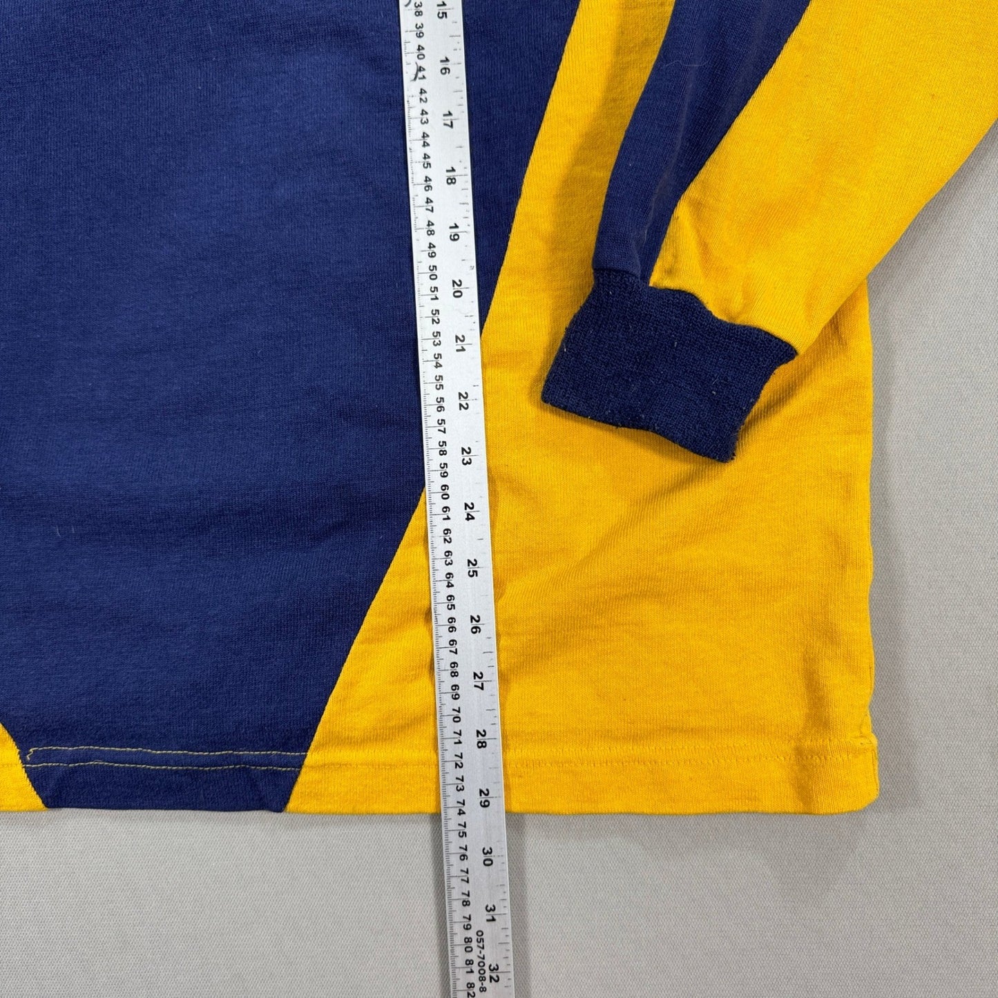 Vintage Barbarian Rugby Wear Polo Shirt mens 2XL Yellow Blue Long Sleeve Canada