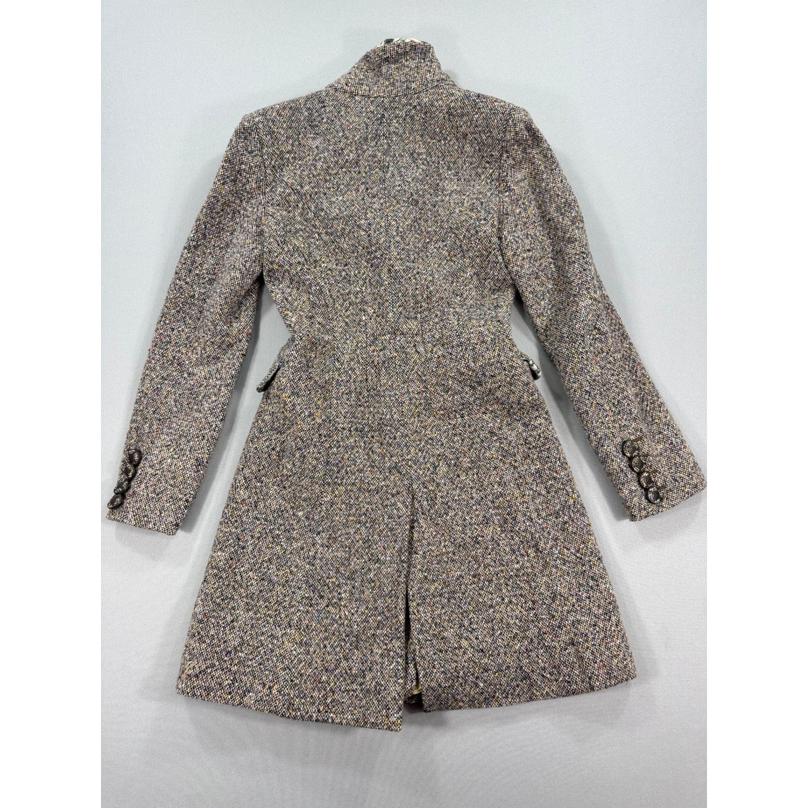 Roberto Cavalli Virgin Wool Long Coat Womens Sz 40 Lined Snap Buttons Authentic