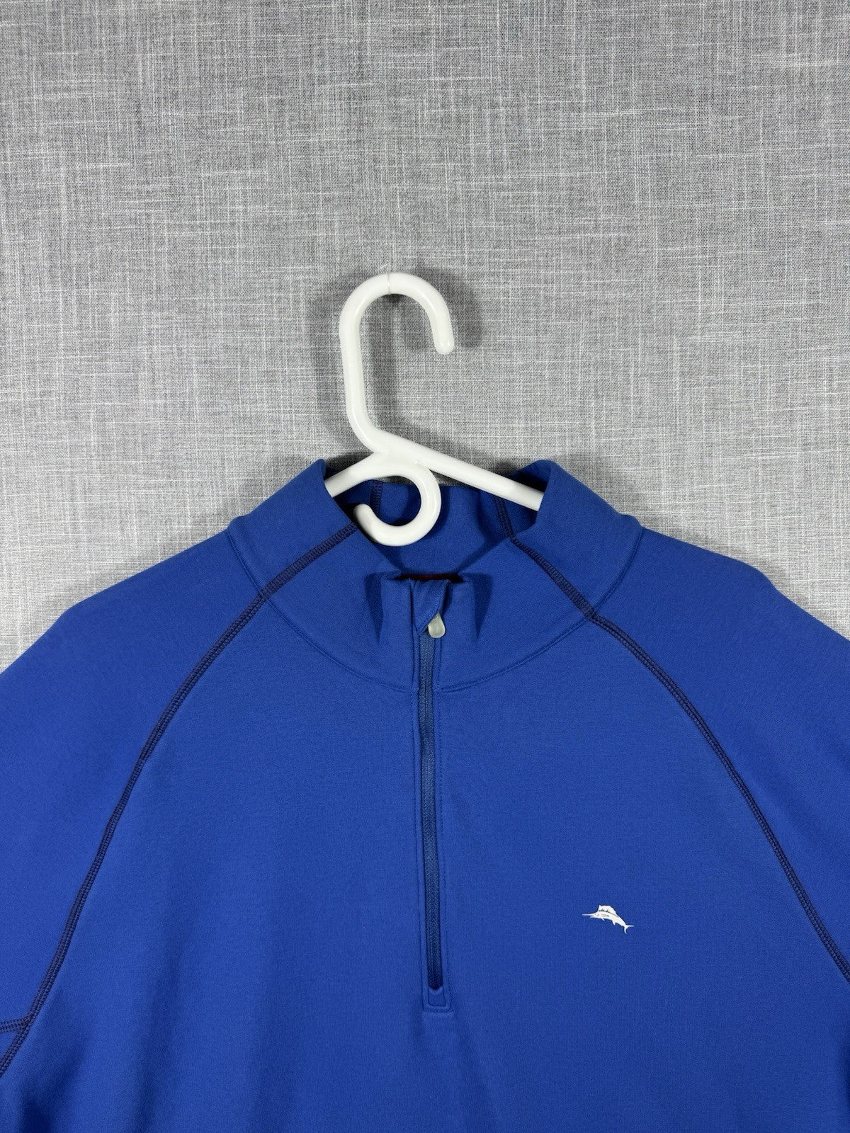 Tommy Bahama Mens 1/4 Zip Island Zone Size XL Blue Solid Pullover Golf