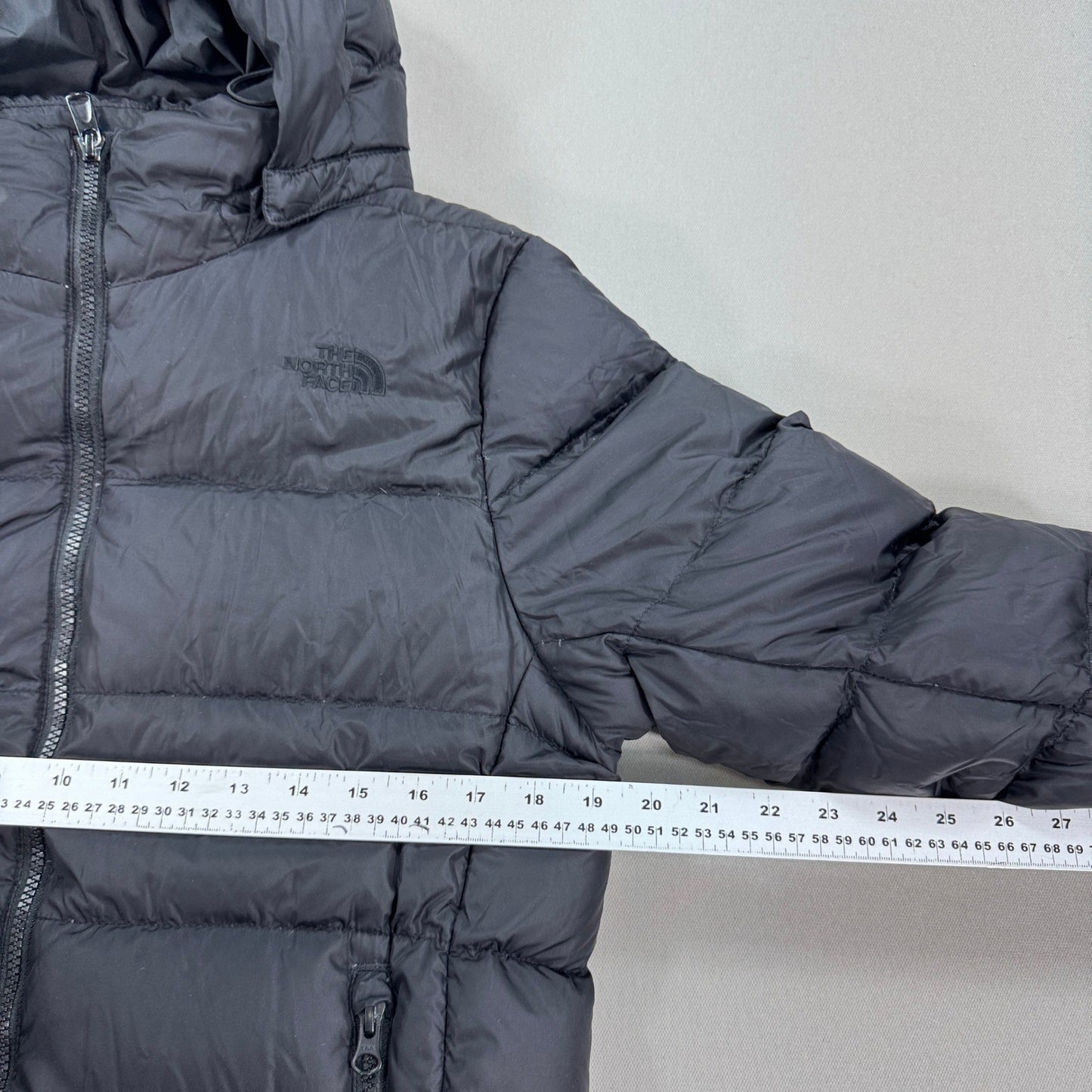 The North Face Puffer Jacket Women's Medium Black Full Zip Removable Hood Parka