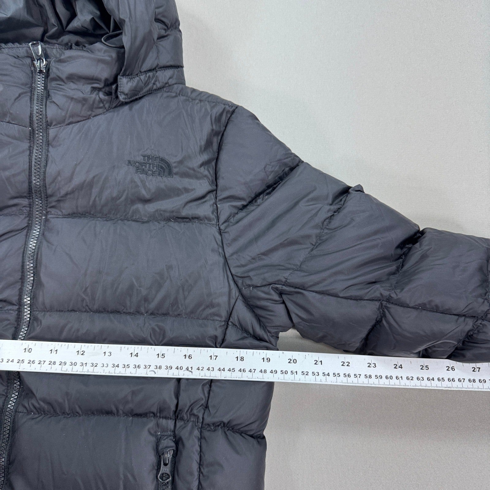 The North Face Puffer Jacket Women's Medium Black Full Zip Removable Hood Parka