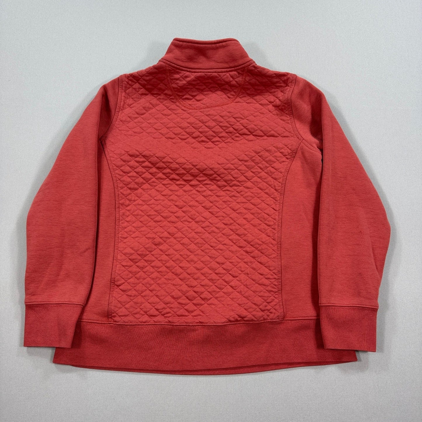 LL Bean Quilted Pullover Womens Medium Quarter Zip Red Long Sleeve