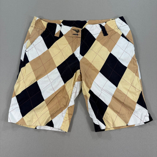 Loudmouth Golf Shorts Womens Size Large Black White Tan Checkered Casual