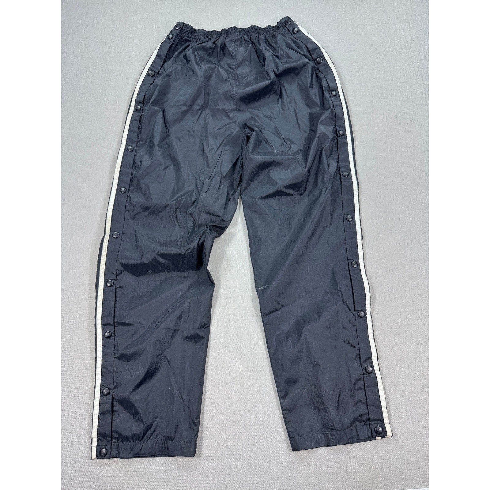 Vintage Adidas Track Pants Tearaway Mens Large Black Snap Up Trefoil Wide Leg