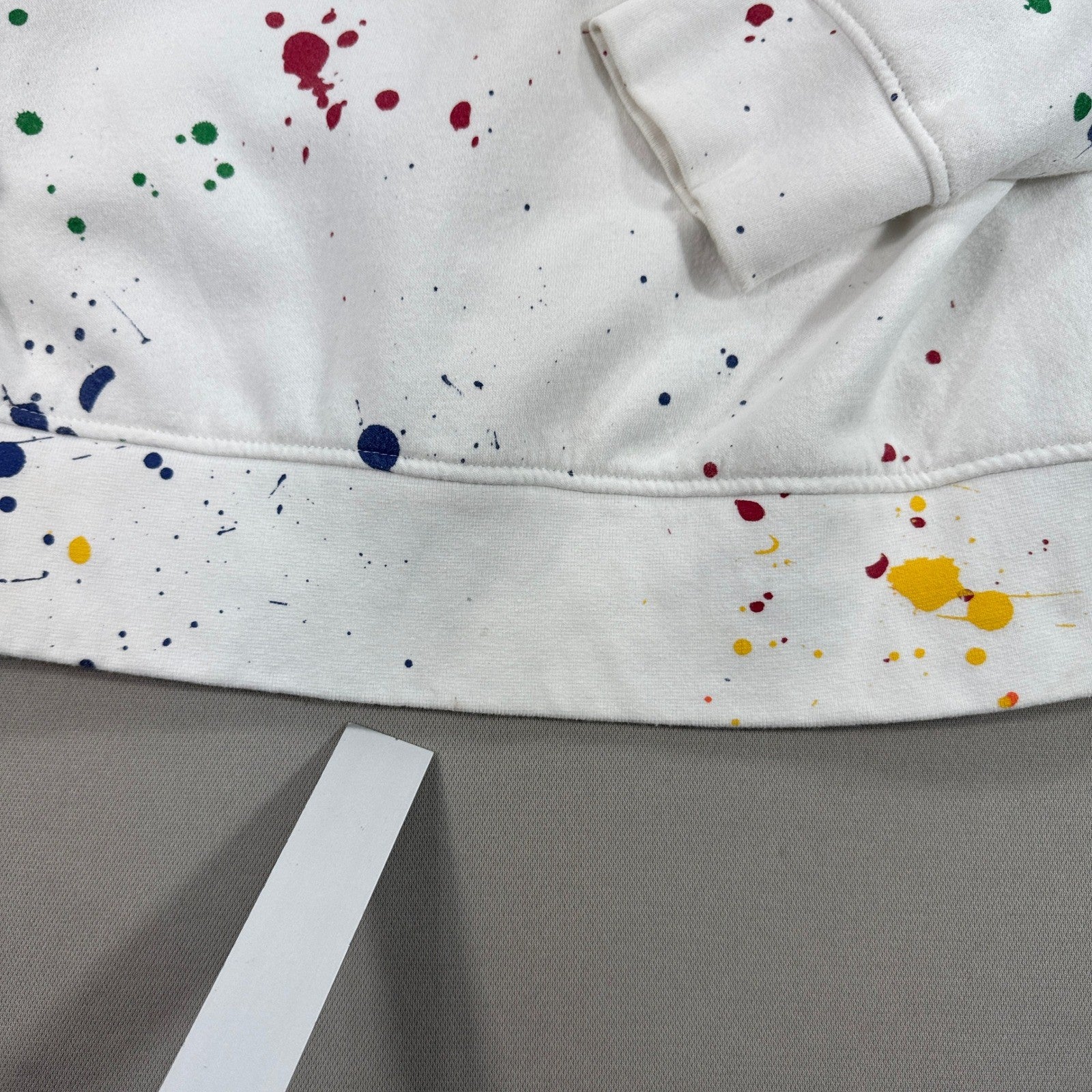 Designer Rare Polo Ralph Lauren Hoodie Men's M White Splatter Paint Sweatshirt