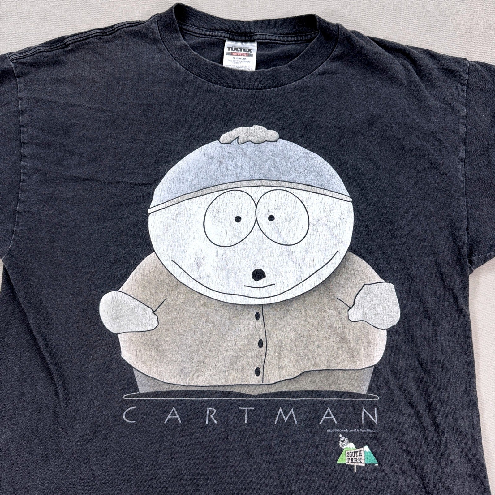 Vintage 90s South Park Eric Cartman Graphic T-Shirt Faded Mens XL Black