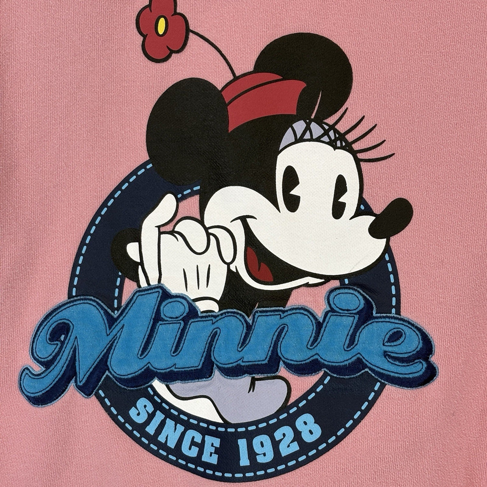 Disney Minnie Mouse Pink Zip Up Hoodie Womens Small Fleece Hooded Sweatshirt